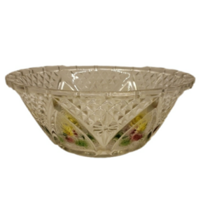 Vintage Pressed Glass Trinket Bowl Decorative Cut Floral Inverted Heart…